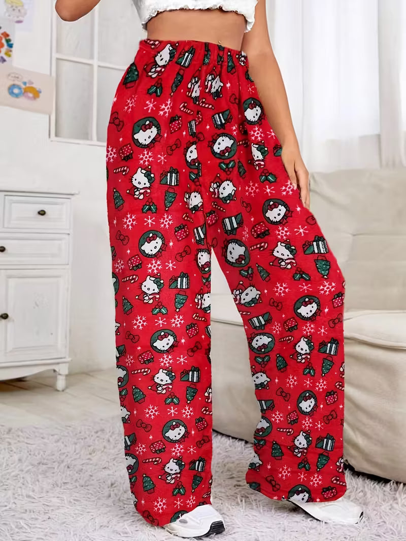 Hello Kitty Flannel Soft Pajama Pants Red