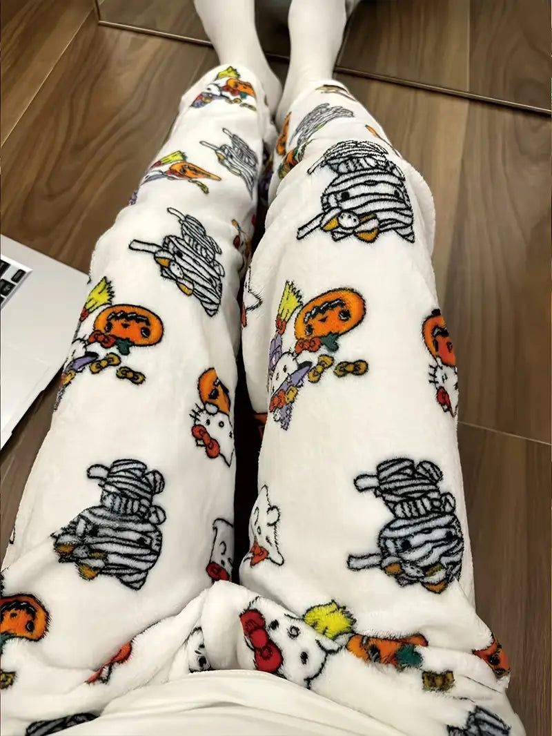 Hello Kitty Flannel Soft Pajama Pants - For Halloween & Christmas