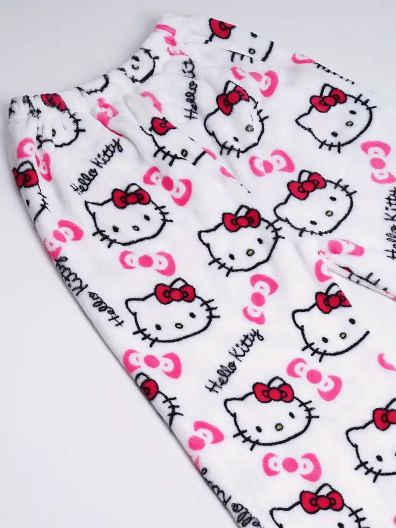 Hello Kitty Pajama Pants - Warm Cartoon Print Sleepwear