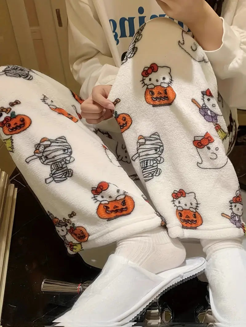Hello Kitty Flannel Soft Pajama Pants - For Halloween & Christmas