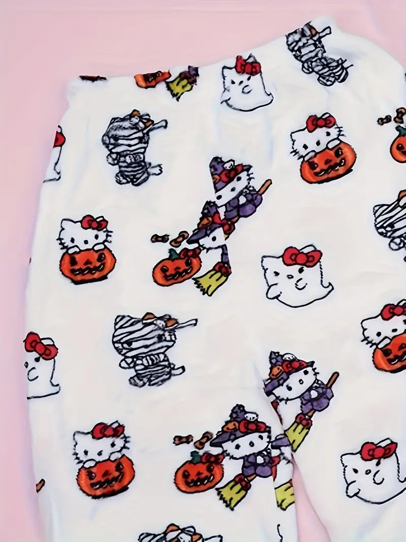 Hello Kitty Flannel Soft Pajama Pants - For Halloween & Christmas