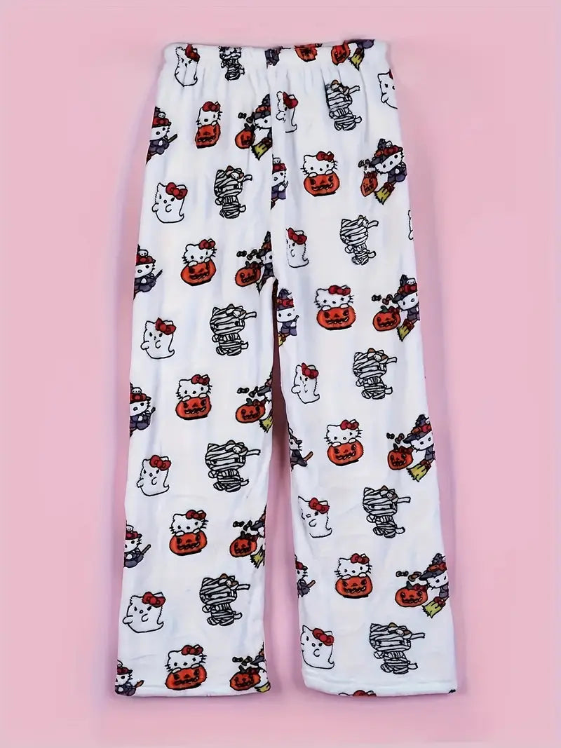 Hello Kitty Flannel Soft Pajama Pants - For Halloween & Christmas