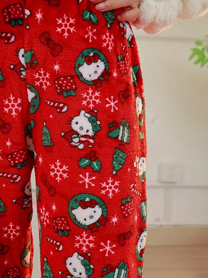 Hello Kitty Flannel Soft Pajama Pants Red
