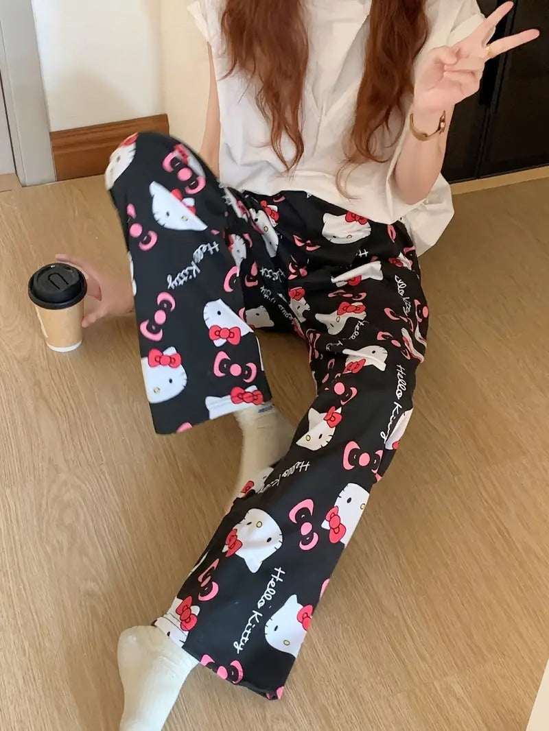 Hello Kitty Pajama Pants - Warm Sleepwear - Black