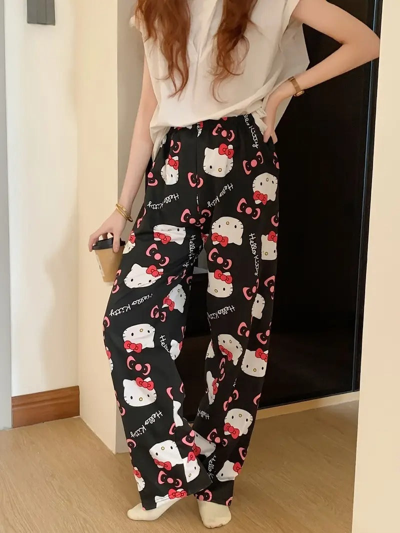 Hello Kitty Pajama Pants - Warm Sleepwear - Black