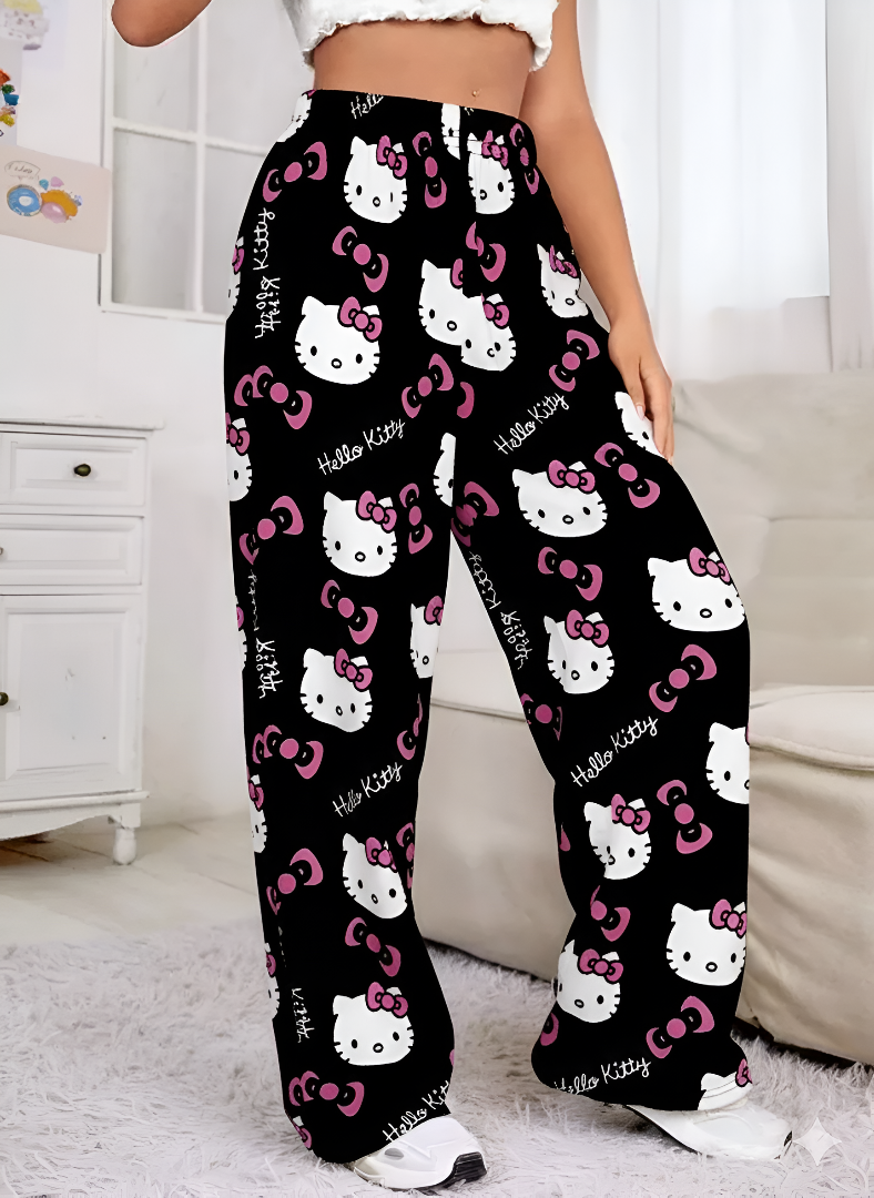 Hello Kitty Pajama Pants - Warm Sleepwear - Black
