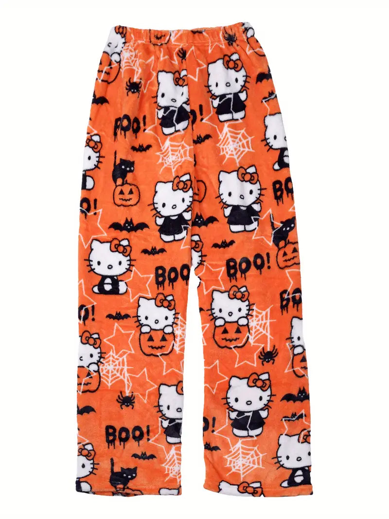 Hello Kitty - Halloween Cartoon Print (Bats, Pumpkins, Spiders) Pajama