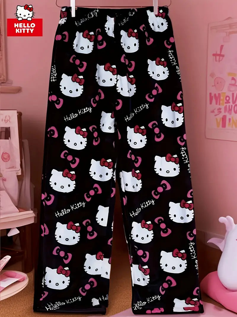 Hello Kitty Pajama Pants - Warm Sleepwear - Black