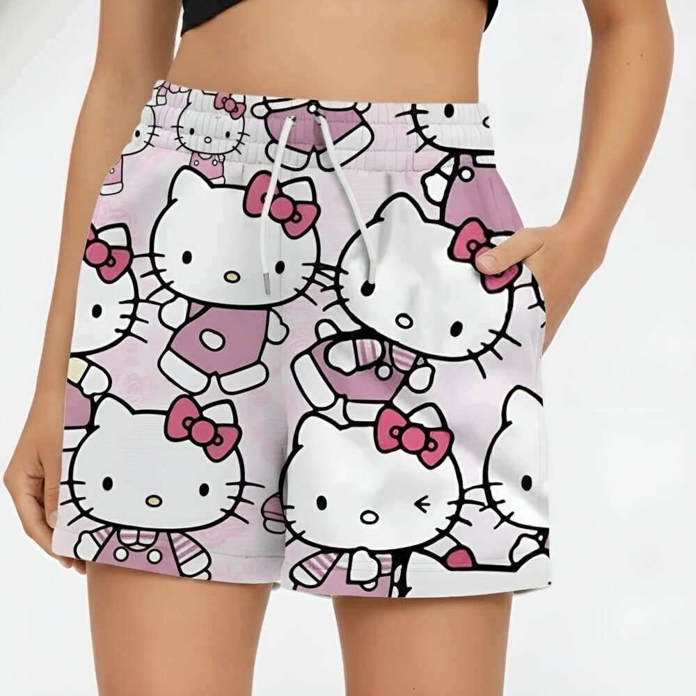 Women's White Hello Kitty Sporty Shorts