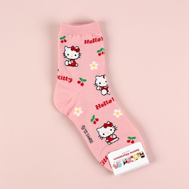 Hello Kitty Pink Cherry Print Ankle Socks