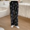 Black Hello Kitty Fleece Drawstring Lounge Pants
