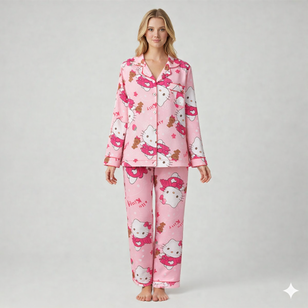 Hello Kitty Pink Button Pajama Set