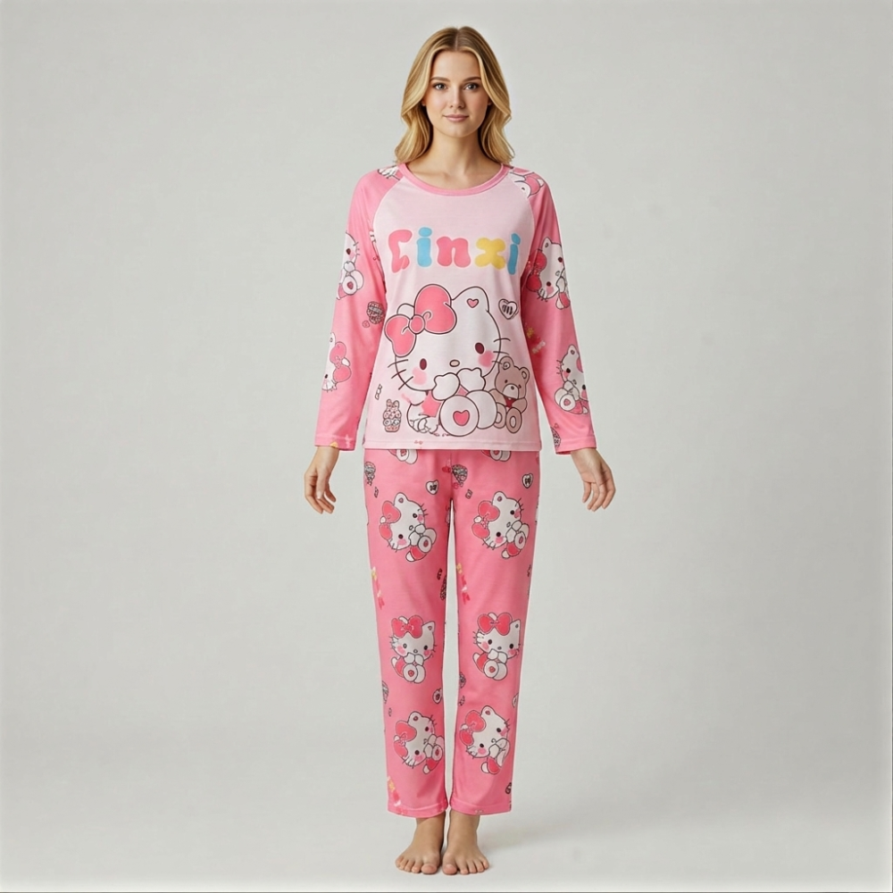Hello Kitty Girls' Pink Cotton Pajamas Onesie