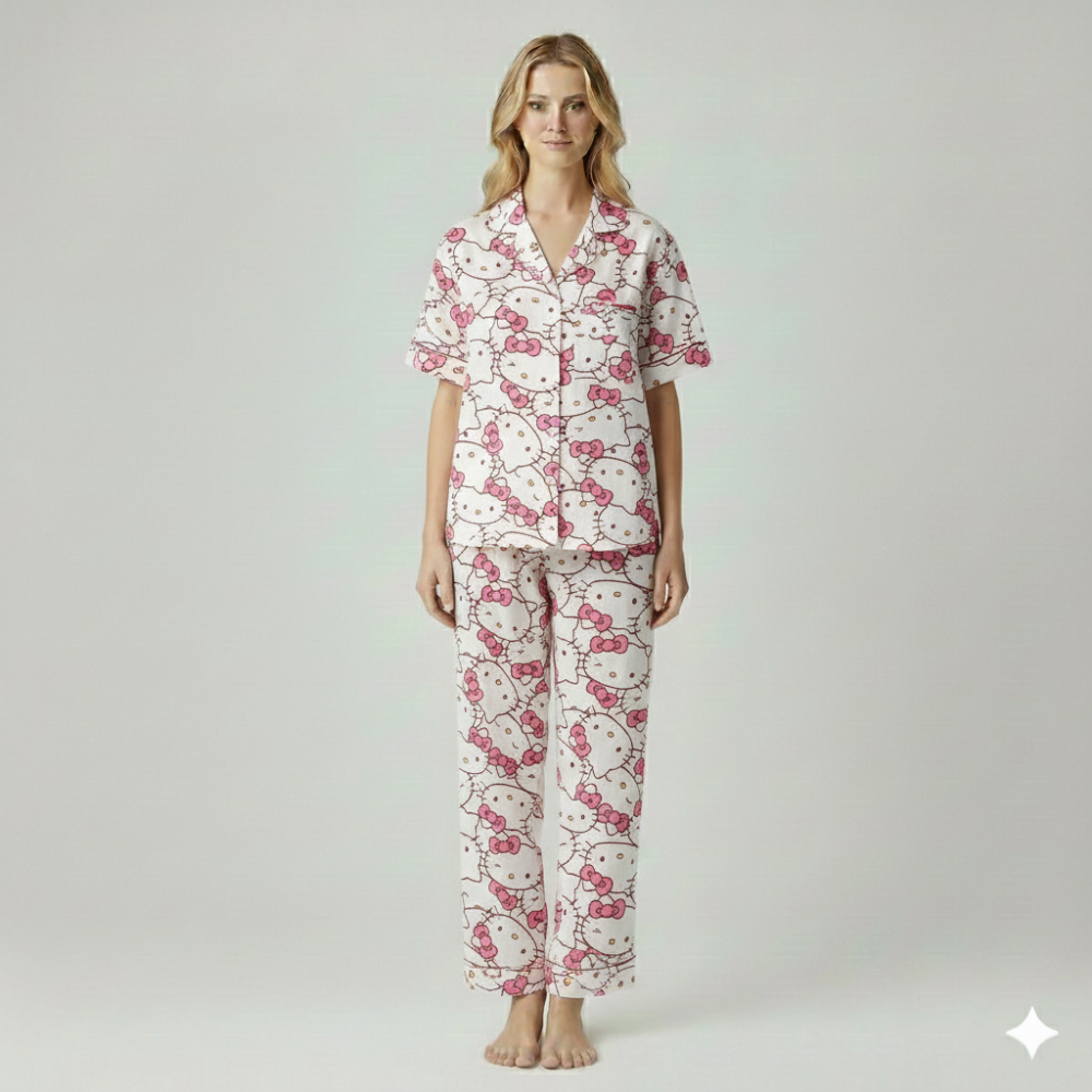 Hello Kitty Cream Cotton Pajama Set