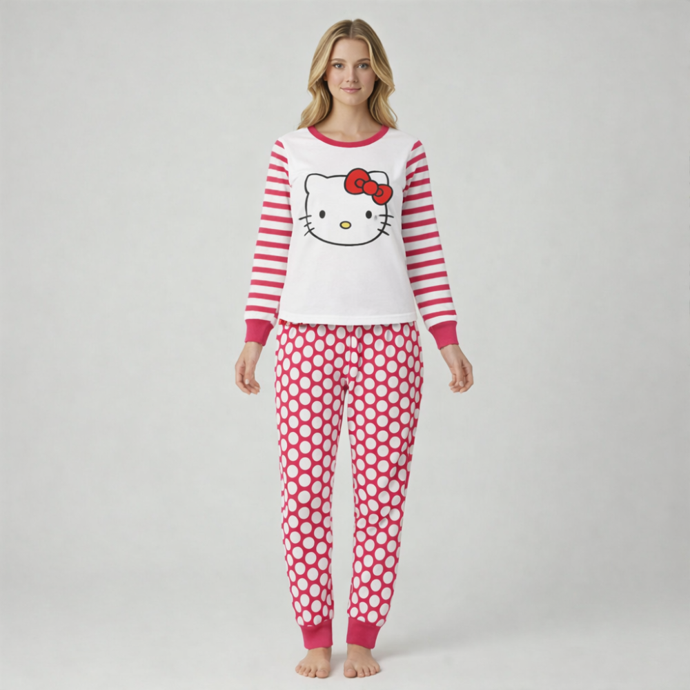 Hello Kitty Girls' Long Sleeve Stripe PJ Set